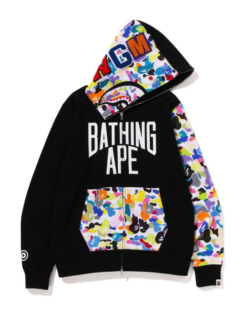 Sweatshirt Bape Multi NYC Logo Shark Full Zip Hoodie Noir Homme | OLD-20712624